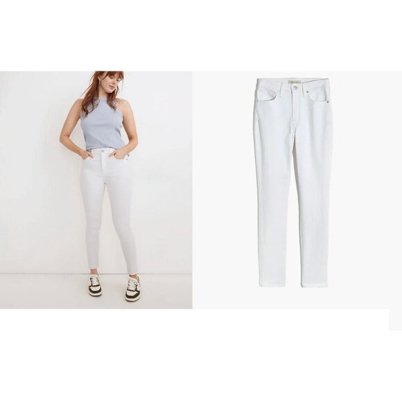 Madewell $128 Petite Curvy High-Rise Skinny Jeans in Pure White Size 33P AJ311 - Picture 1 of 7